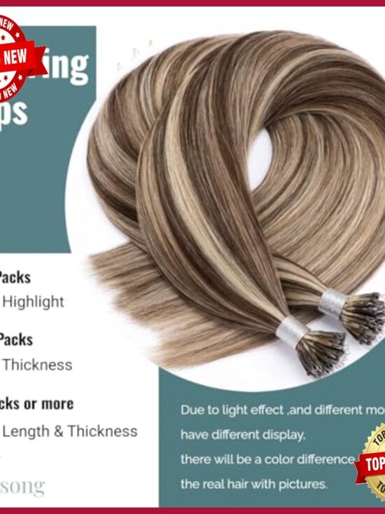Real Human Hair Nano Ring Extensions 22 Inch Pre-Bonded Tips 50g